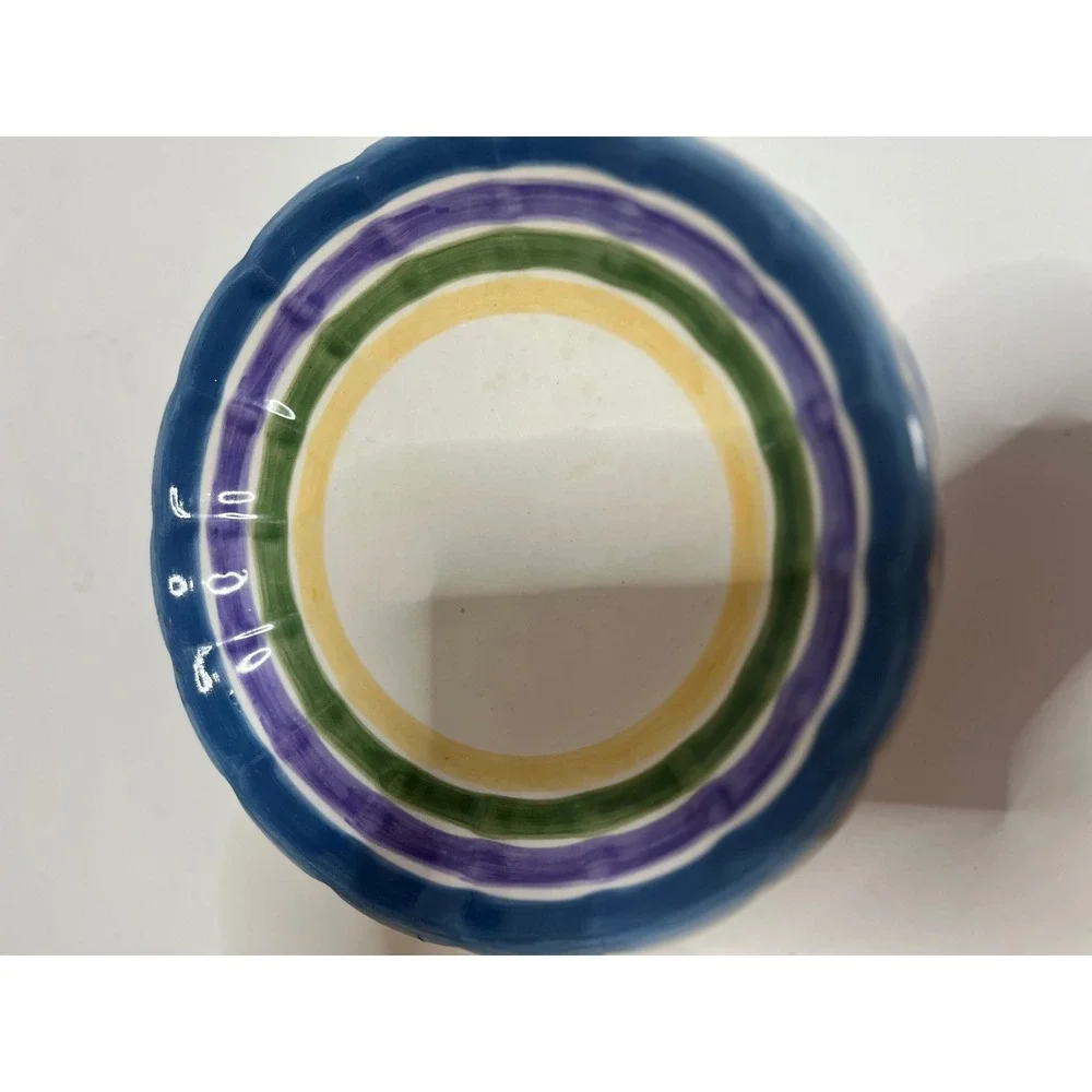 Gibson Everyday Hand Painted Scalloped Salad Plates Set of 2 Blue Green